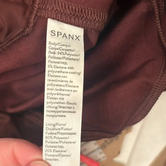 SPANX Faux Patent Leather Leggings in Burgundy - Picture 7 of 7